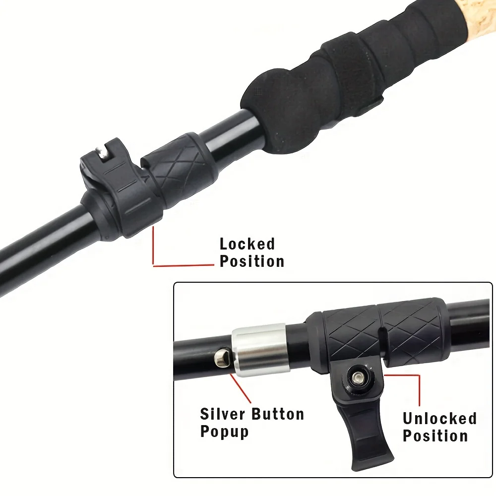 Ultra-Strong Trekking Hiking Poles - 2 Pack Adjustable Hiking Sticks Collapsible Lightweight Aluminum, Quick Flip-Lock Hiking St