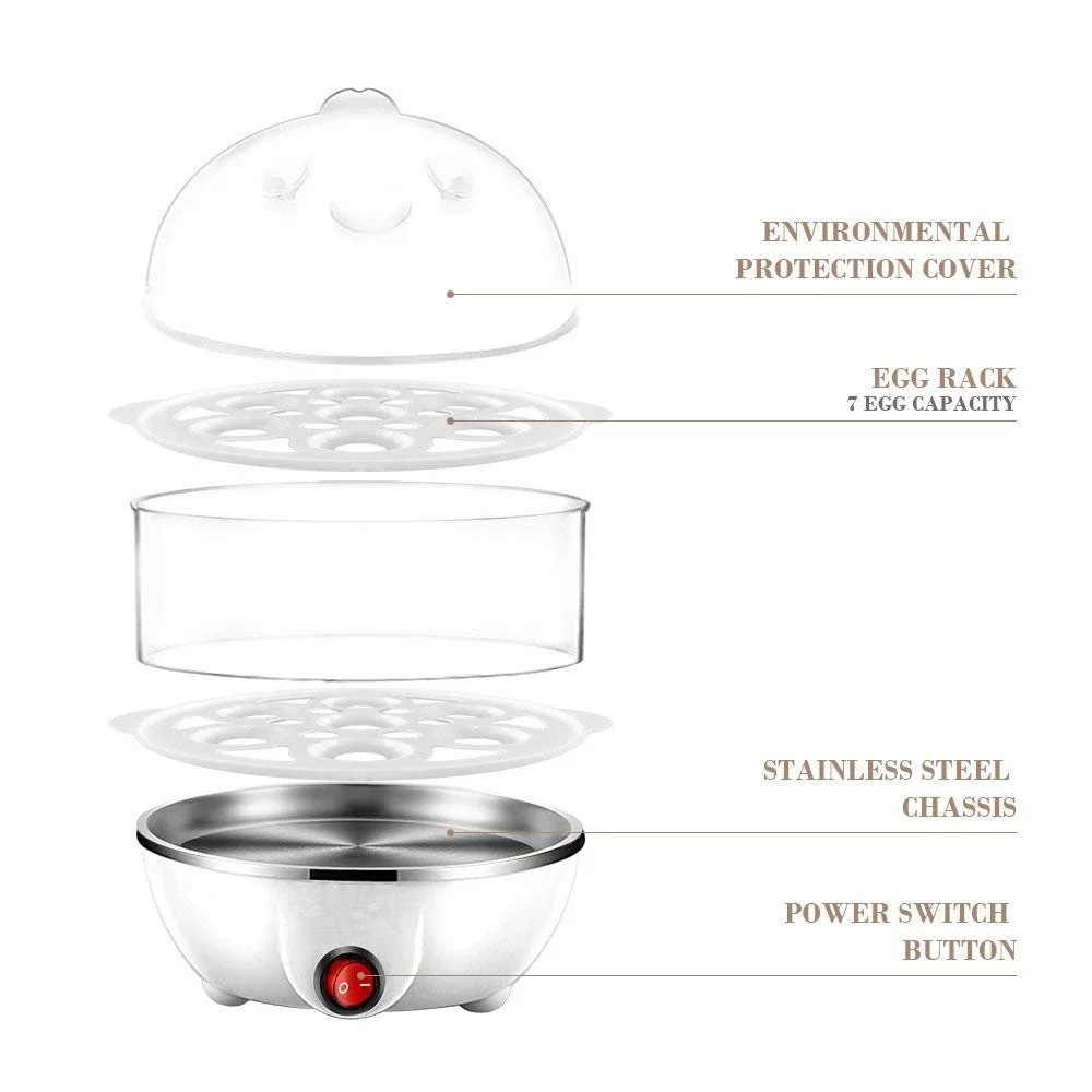 Electric Fast Egg Cooker Boiler Steamer Double Layers Automatic Large for Boiled Steamed Egg with Overheat Protection