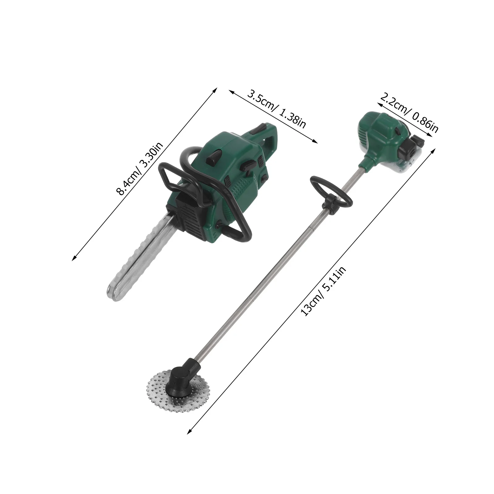 2 pçs decorações de jardim ao ar livre casa de bonecas em miniatura ferramenta simulação motosserra para paisagismo gramado quintal crianças fingir jogar