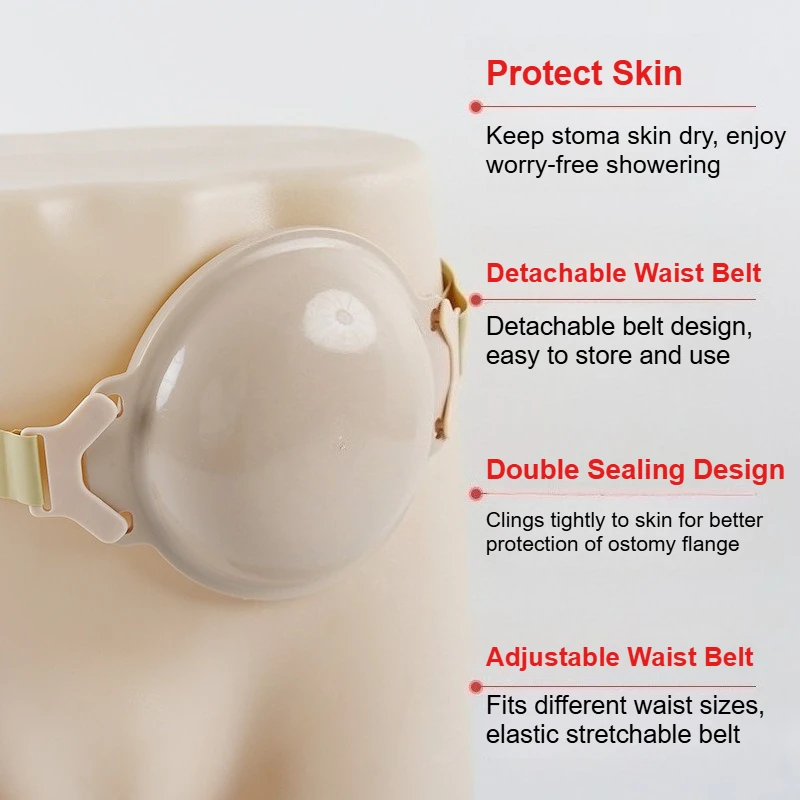 Ostomy Shower Cover Waterproof Stoma Guard Adjustable Belt Bath Protector Pouch Shield Reusable Durable Seal Secure Fastening