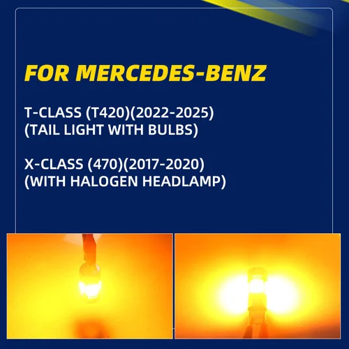 Imagen 2 del producto 2 uds. Luces LED de señal de giro para coche, bombillas indicadoras de dirección delanteras/traseras, color ámbar, para Mercedes-Benz T-class T420 X-class 470 2020 2022
