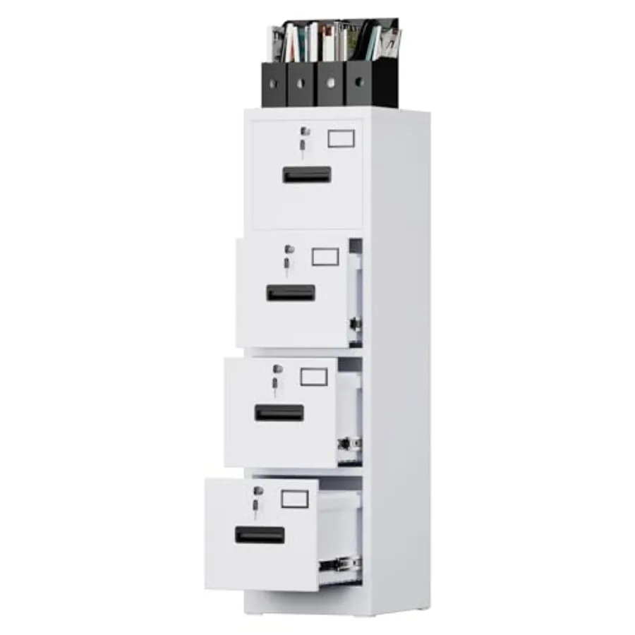 4 Drawer File Cabinet with Lock, Metal, Letter/A4