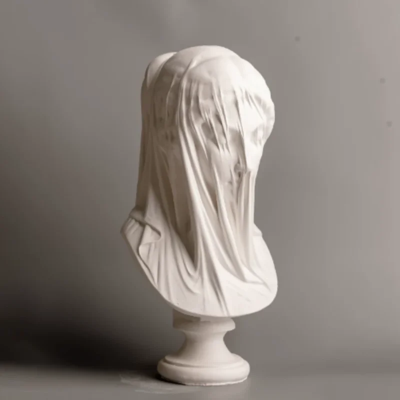 Classical European Veiled Woman Bust Sculpture - Creative Half-Length Figurine, Elegant Tabletop Centerpiece & Home Decor