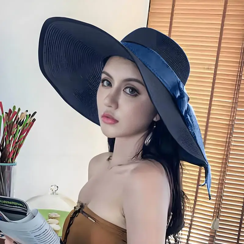 ** New Sale Women Hat Foldable Summer Straw Hat For Beach Travel Visors Female Face Protection UV Cut Bucket Cap Girl Sun Panama