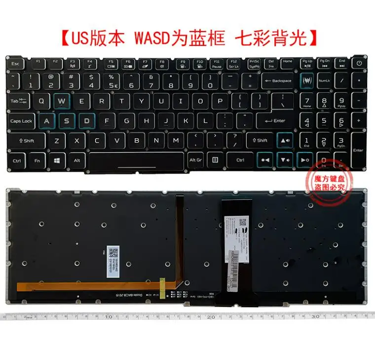 FOR ACER Predator Helios 300 PH315-52 PH315-53 PH317-53 US RGB Backlit Keyboard(blue wsad key)