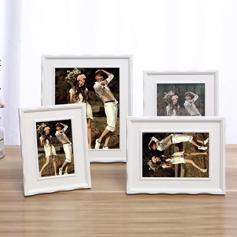

White Color Wooden Rectangle Photo Frame Wedding Photo Decorated Rack Desktop Ornaments Picture Frame Display Home Decor