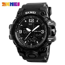 Skmei 1155b Sporthorloge 5bar Waterdichte Dual Display Polshorloges Relogio Masculino Horloge Sport Mannen Militaire Digitale Horloges