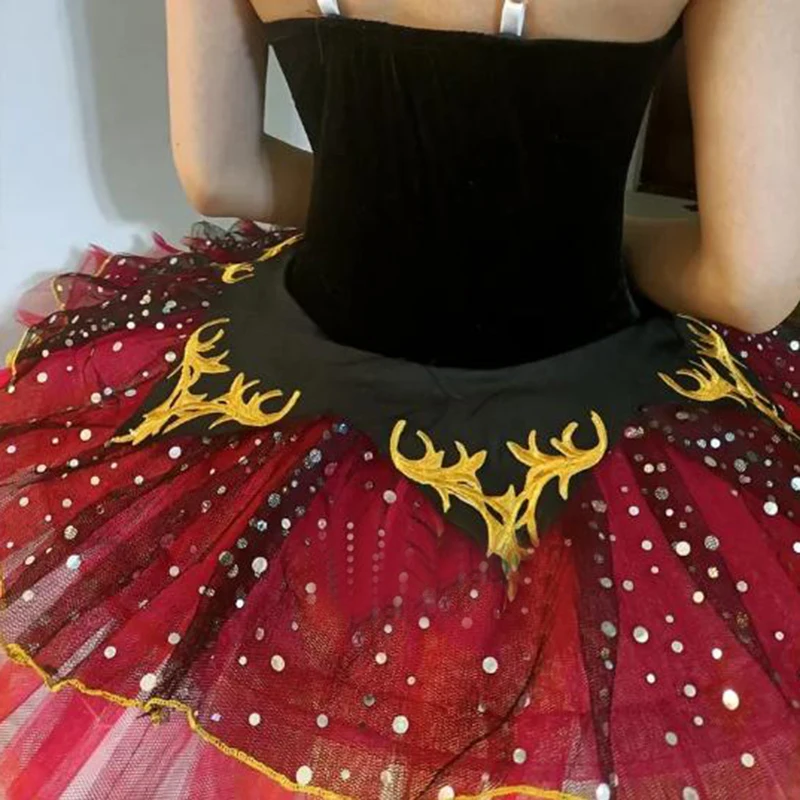 Zwart Rood Professionele Tutu La Esmeralda Performance Ballet Tutu Schotel Pannenkoek Tutu Jurk Meisjes Kids Ballerina Feest Kostuum