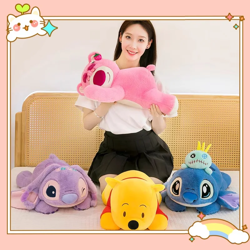 

Милое плюшевое одеяло Disney Stitch Winnie с рисунком кондиционера, кукольная подушка, одеяло двойного назначения, многофункциональная подушка для сна 2-в-1