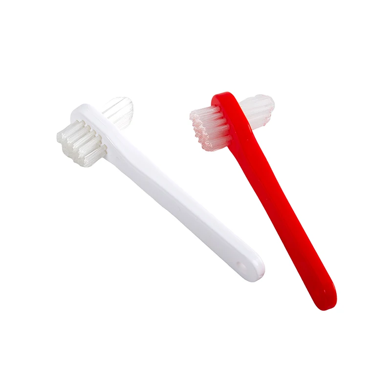 Toothbrush ortodôntico para adultos e estudantes, dentes branqueamento limpador, cabeça dupla, dentes falsos, dentadura escova dedicada, 1pc