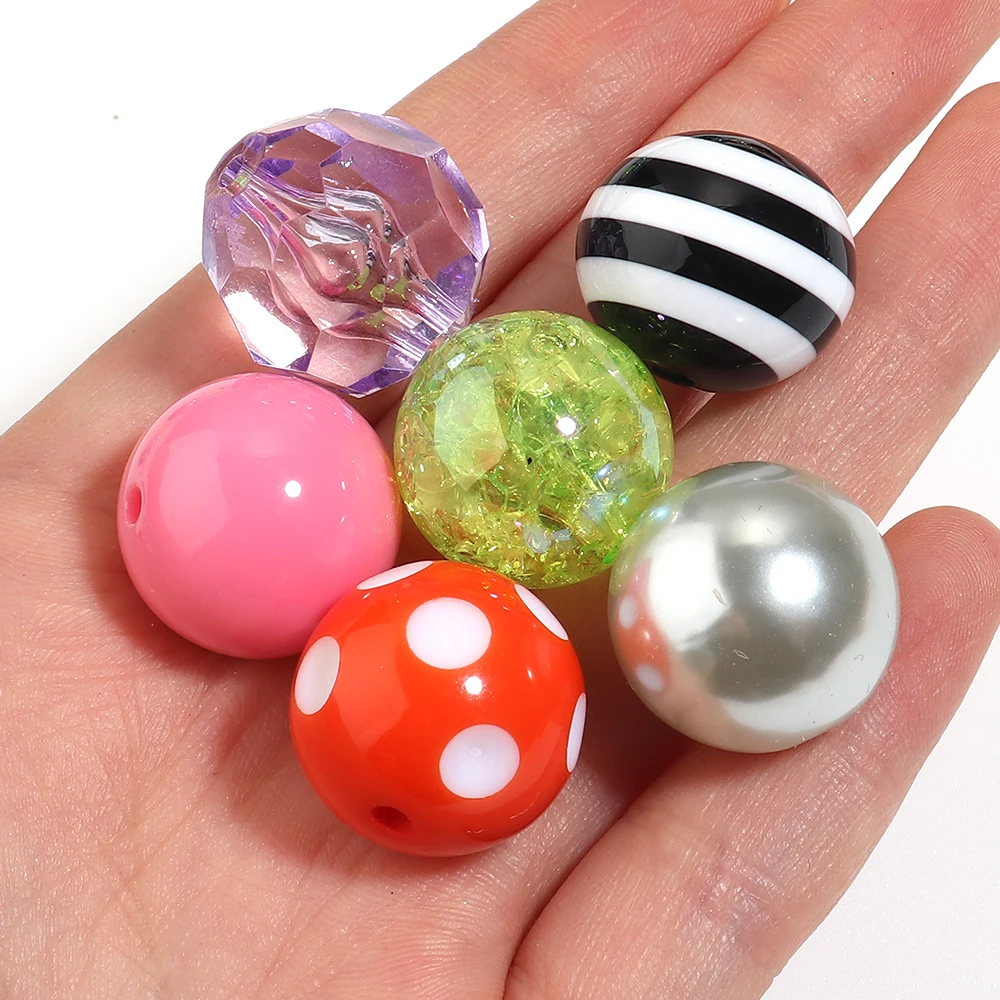 12/24 Stück 20mm Gemischte Runde Acrylperlen Lose Abstandsperlen DIY Bastelzubehör Schlüsselanhänger Armband Weihnachtsgeschenk Schmuckherstellungszubehör – Detail 6