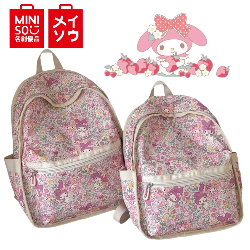 

MINISO Sanrio Melody Student School Bag Snoopy Cartoon Fashion Casual Backpack Large Capacity INS Boys Girls School Supplies