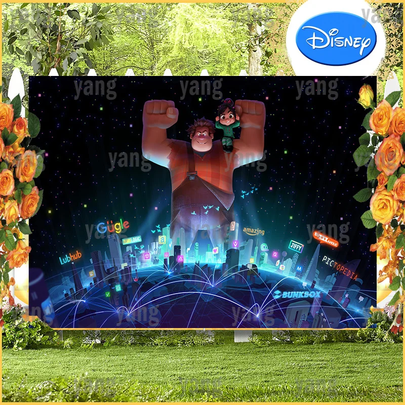 General Mobilization City Wreck-It Ralph Custom Cartoon Disney Backdrop Brave Kids Birthday Party Background Baby Shower Props