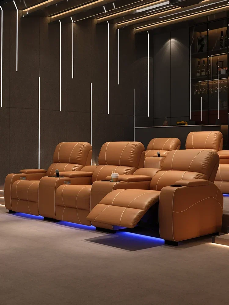 Private villa Home cinema sofa seats electric leather head layer cowhide feature movie hall video room video room viewing