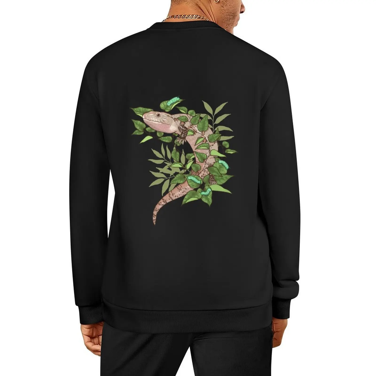 

Blue Tongue Skink with Vines and Hornworms Pullover male clothes men's clothes clothes for men sweatshirts men