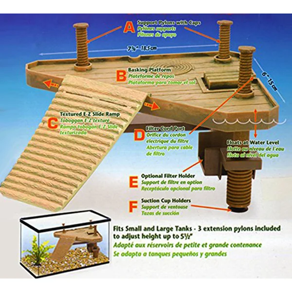 

Floating Turtle Pier 22 5x18 5x15cm Durable Plastic Textured Ramp Fish Tank Dock Small Medium Turtle Frog Pet