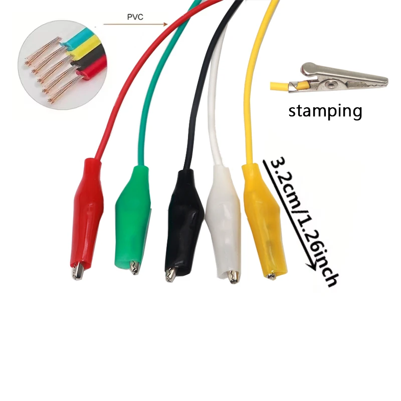 【1Set/10PCS】Colorful double-headed crocodile clip with test wire, wire conductor, power wire. Length of the crocodile clip is 46