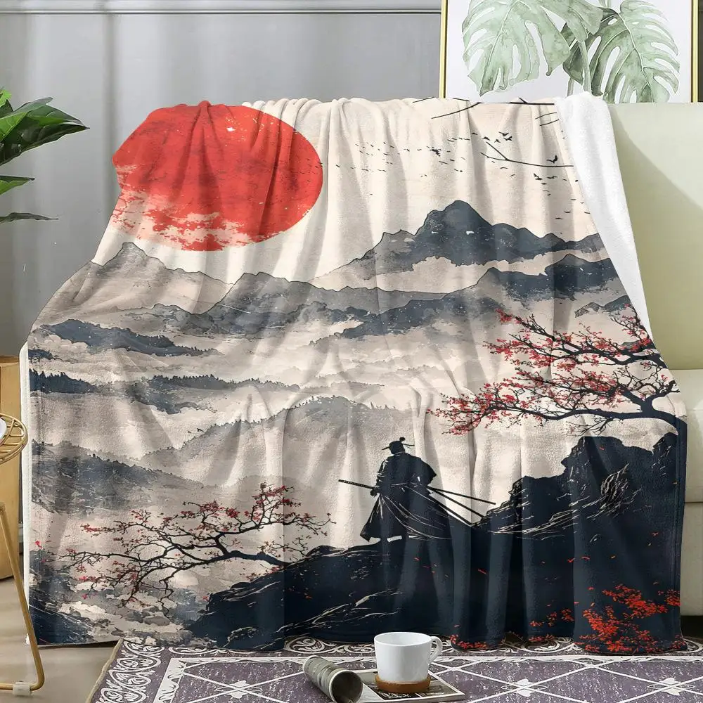 Samurai in Autumn Throw Soft Flannel AC Blanket Lightweight Summer Nap Throw Cozy  Blanket for Sofa Bed Travel Home