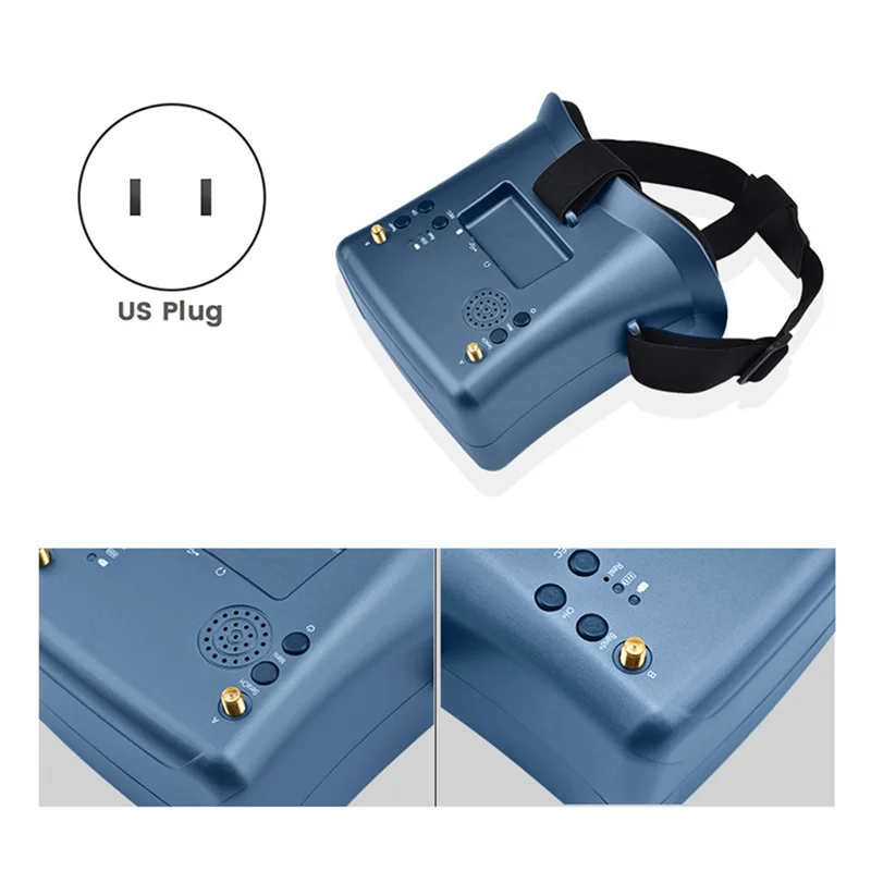 AS96-LS-008D FPV نظارات 5.8G 40CH 4.3 بوصة 480X272 المدمج في DVR هوائيات مزدوجة 2000Mah ل RC سباق الطائرة بدون طيار