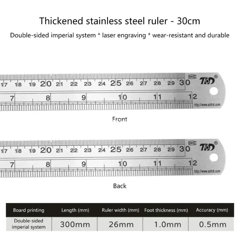 Металлическая линейка с прямым краем, двухсторонняя (дюймы, сантиметры), линейка из нержавеющей стали, Прямая поставка