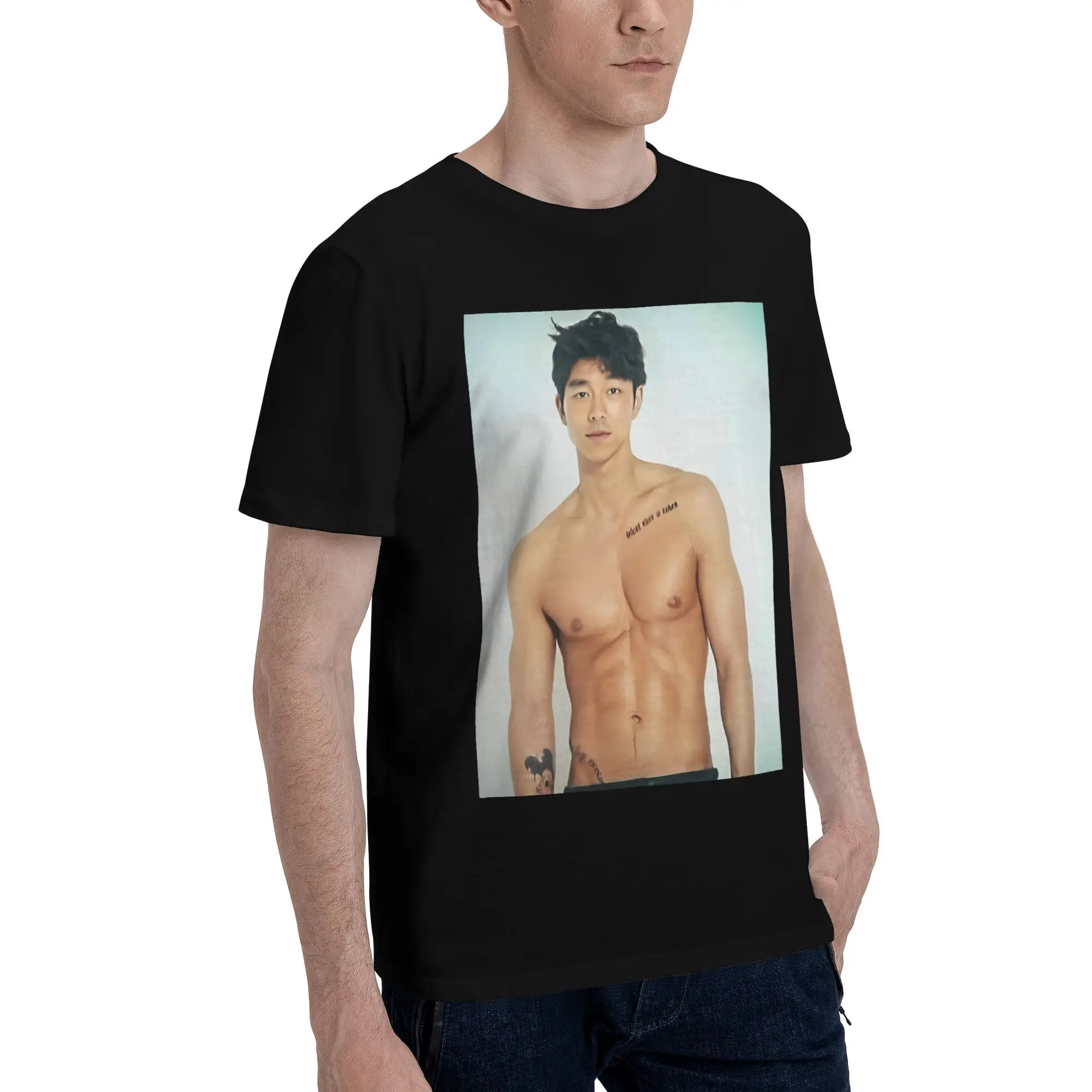 Gong Yoo T Shirts for Men Cotton Funny T-Shirts Round Collar  Tee Shirt Short Sleeve Tops Graphic