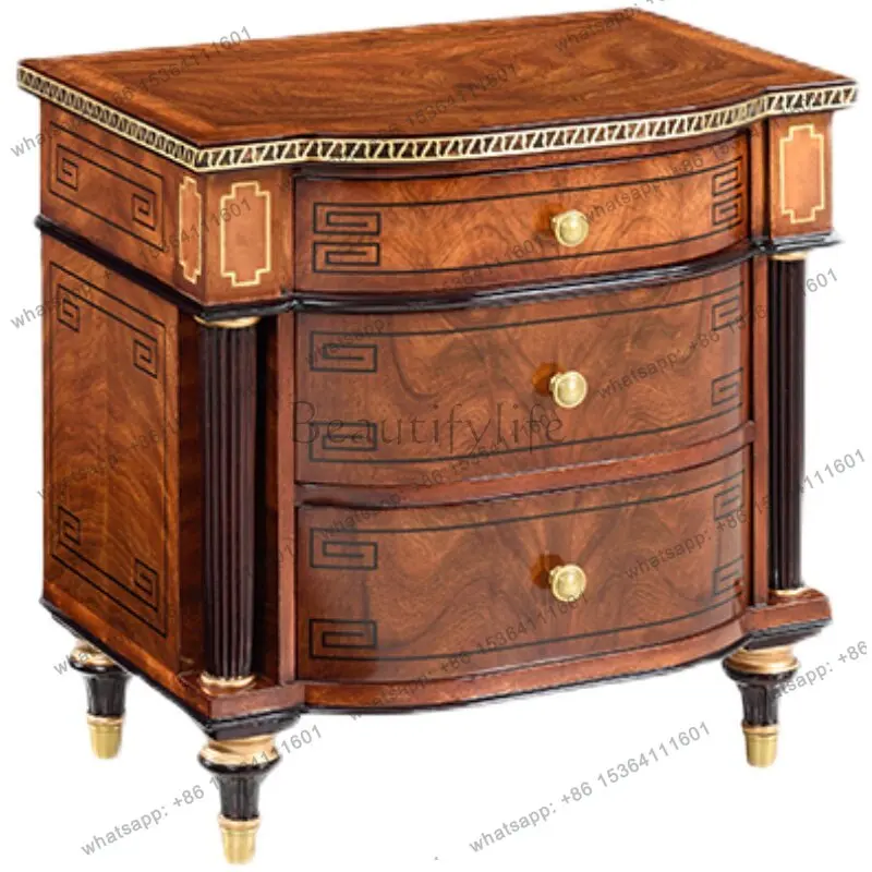 Solid wood bedside table English neoclassical mahogany