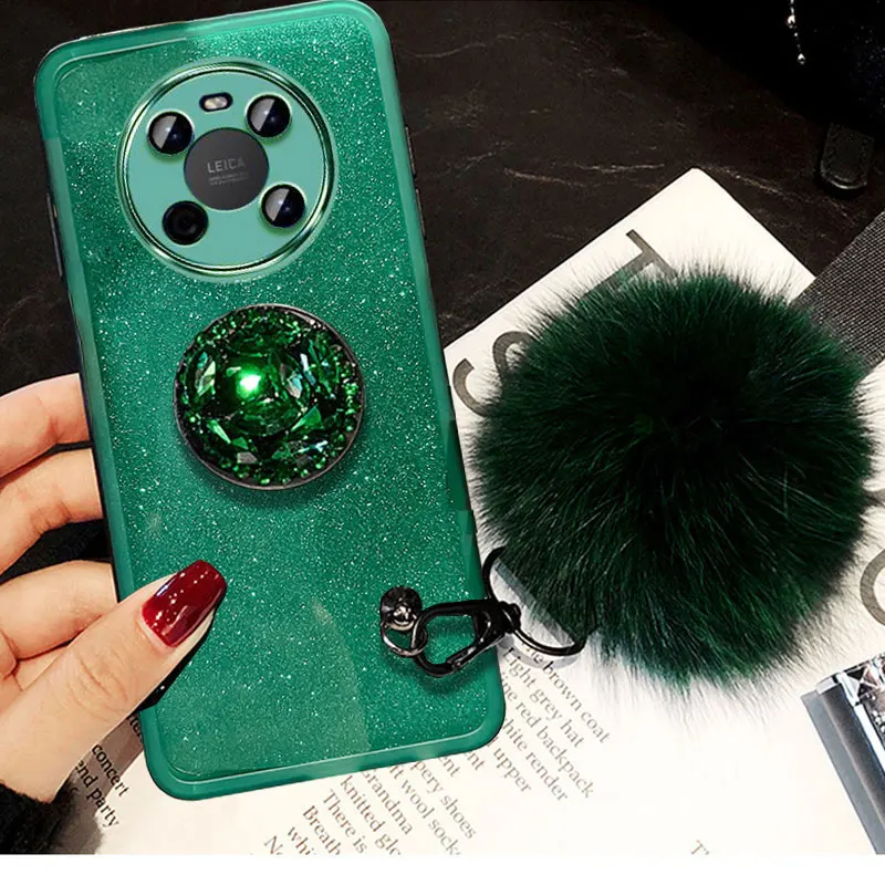 Honorx9 5G Luxury Fur Ball Lanyard Case For Huawei Honor X9 4G X8 X9a Nova 9 se Glitter Case Honor X 9 With Diamond Holder Cover image 4