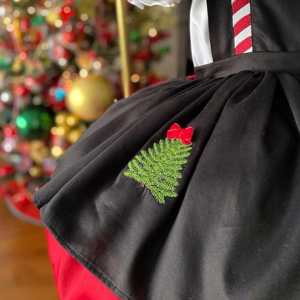 0-12Y Baby Girl Red Black Candy Cane Embroidery Turkish Vintage Princess Dress for Photography Holiday Party Christmas C282