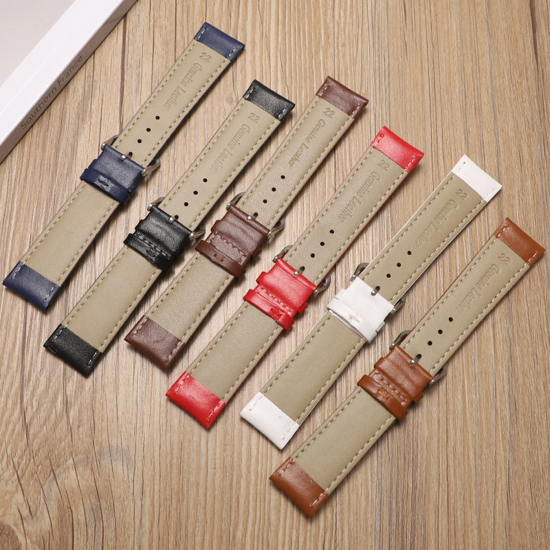 Leather Watch Strap Watchband for Samsung Galaxy Watch 3/4/5 Bracelet 12/13/14/15/16/17/18/19/20/21/22/23/24mm Men Wristband