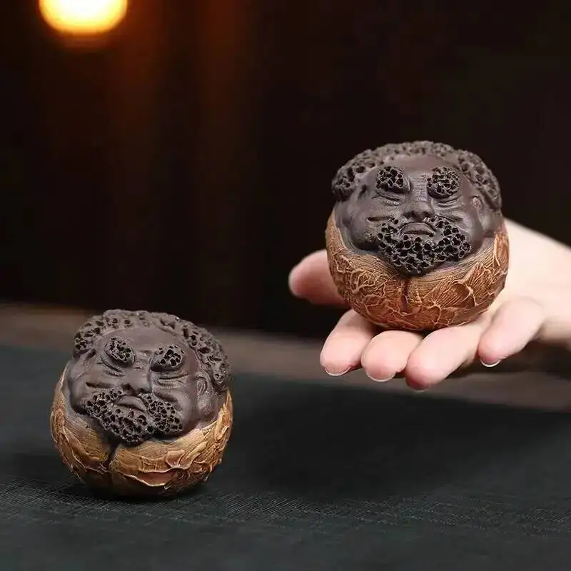  Zisha Tea Pet Bark Daruma Figurine Handmade Character Sculpture Zen Tea Tray Tea Set Accessories Ceramic