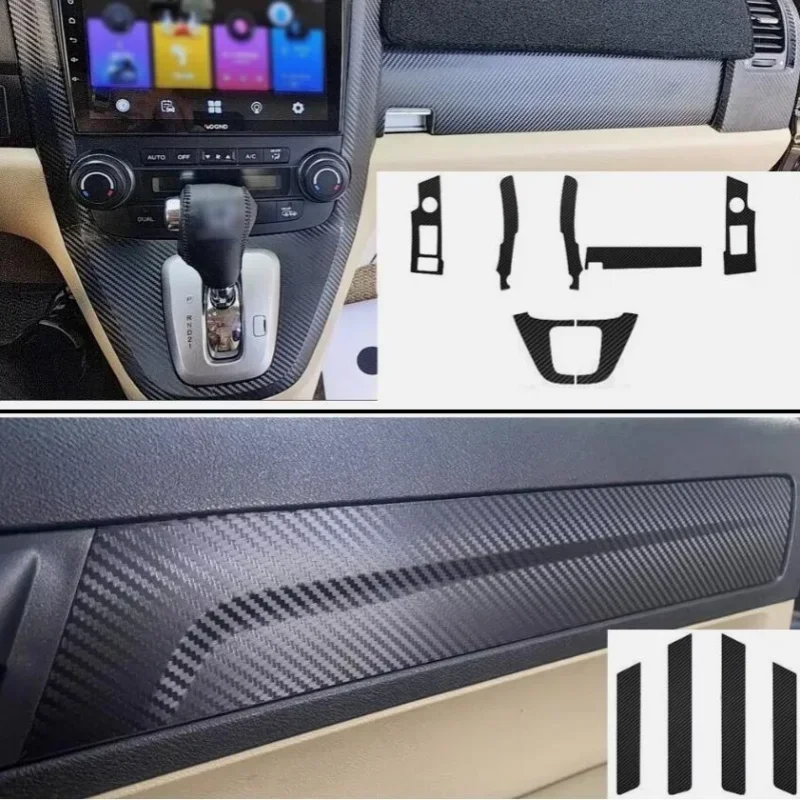 3D Matte Carbon FIber Interior Stickers Trim Vinyl Decals For Honda CRV CR-V 2007 2008 2009 2010 2011