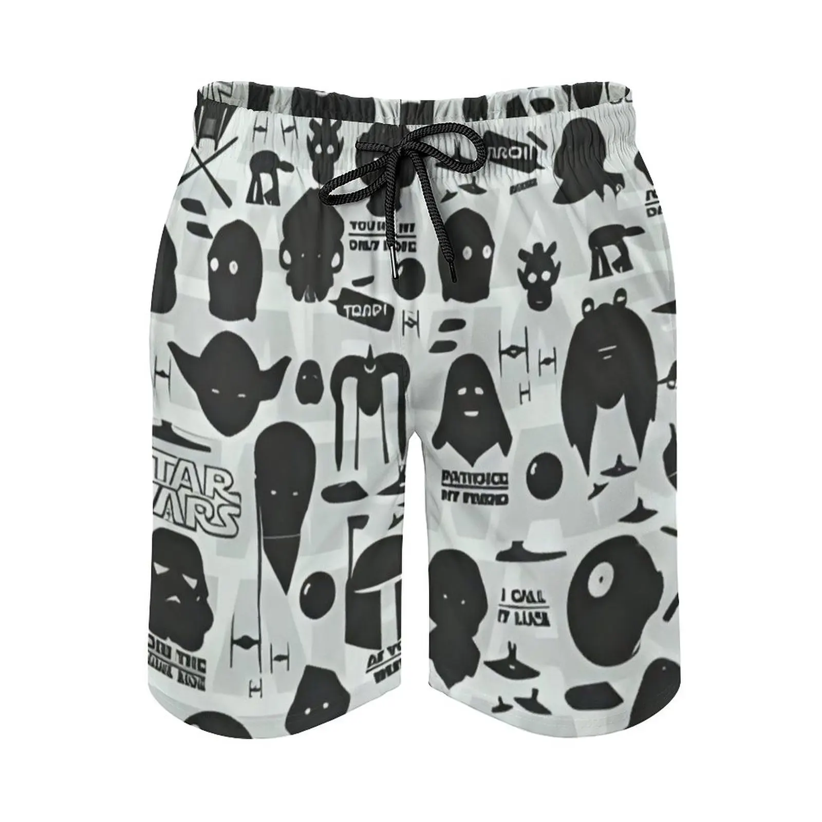 Summer Fashion Men Simple Solid Color Loose Cartoon Irregular Sort Illustration Trend Can Be Worn Outside Beach Shorts