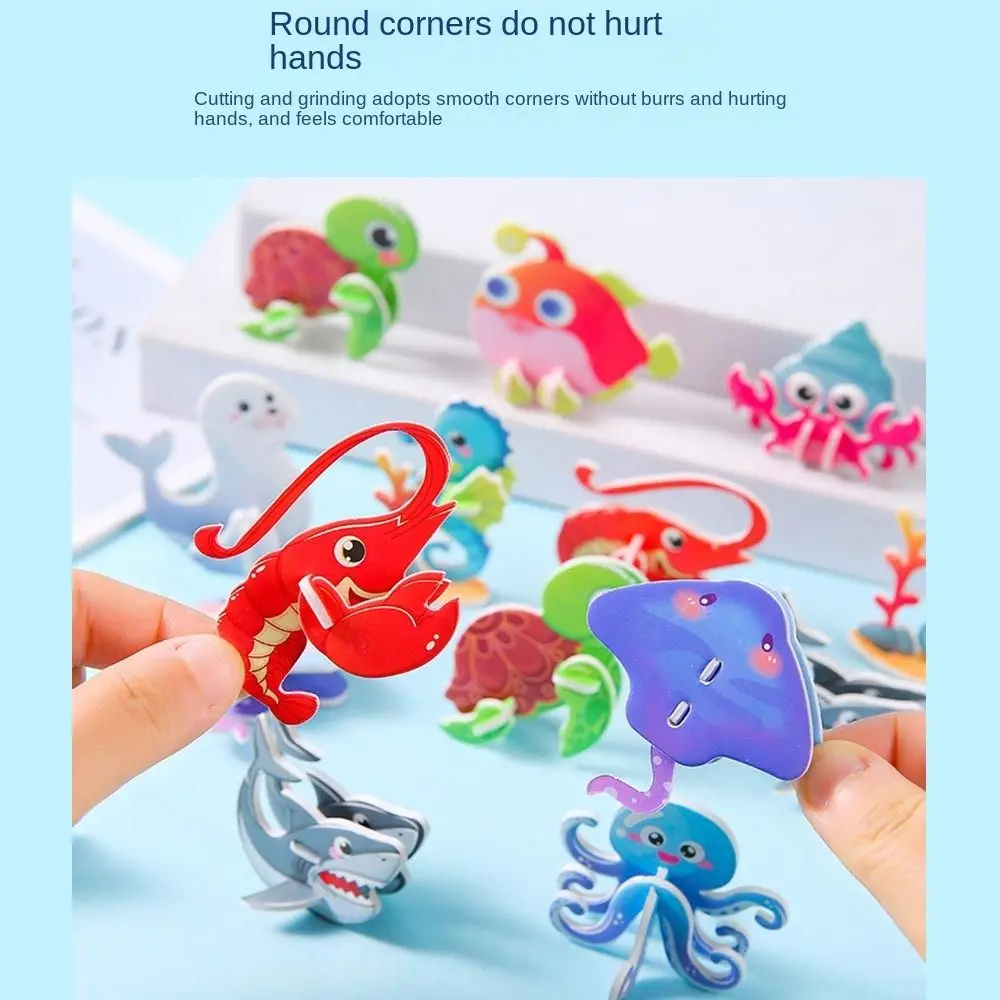 3D Cognitive Paper Jigsaw Puzzles, animais marinhos, brinquedos de educação infantil, 10pcs