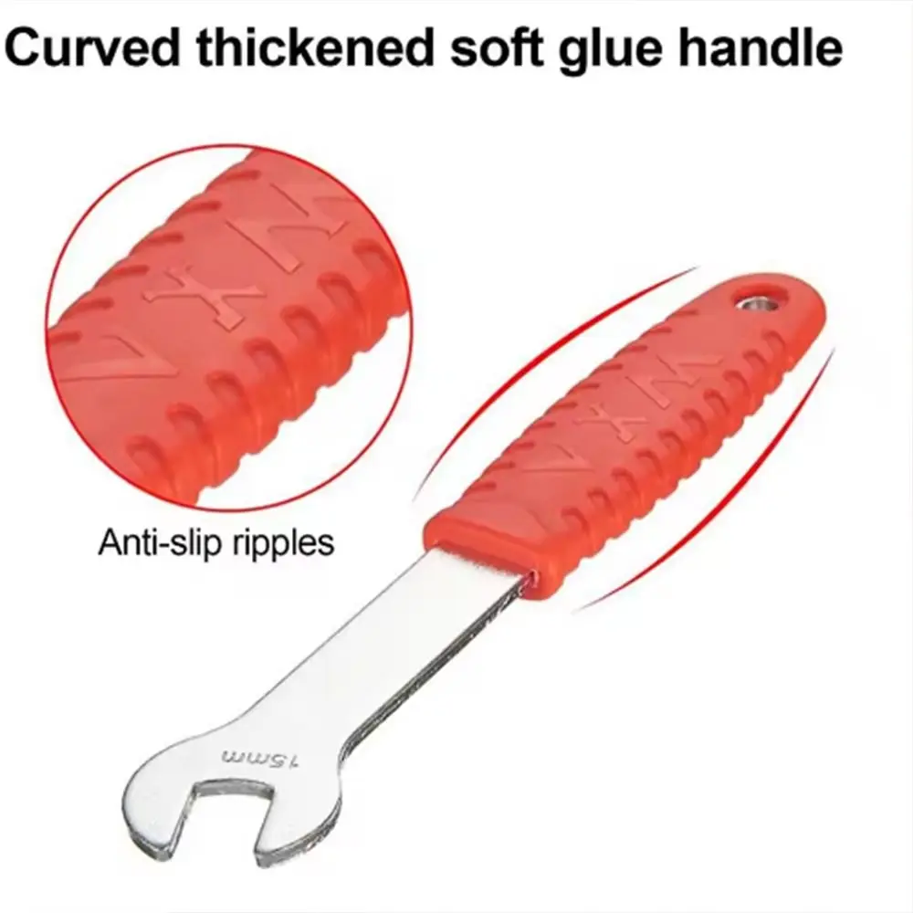 

15 мм велосипедный педальный ключ с противоскользящей резиновой ручкой, сверхмощный гаечный ключ для снятия педалей, портативный, многофункциональный