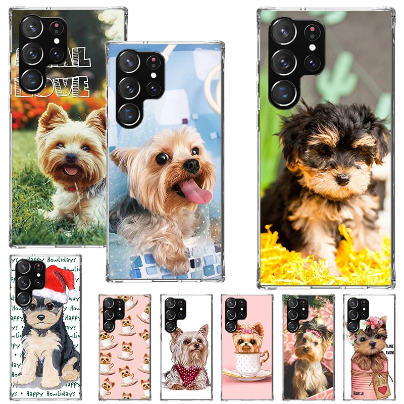 Yorkshire Terrier Dog Puppy Print Soft Case for Samsung Galaxy S24 S23 S22 Ultra S21 S20 FE S10 Plus Phone Shell S9 S8 + S10E Pa