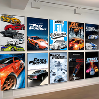 F-Fast And Furious Classic Retro Poster Self-adhesive Art Waterproof Paper Sticker Coffee House Bar Room Wall Decor