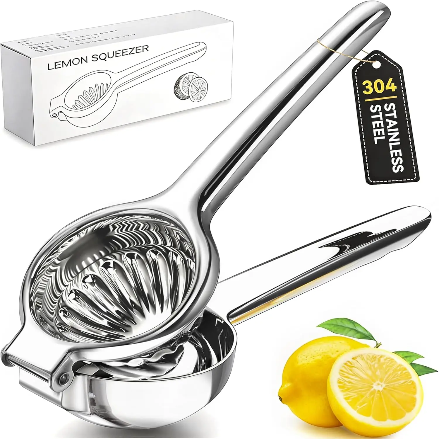 

304 Stainless Steel Lemon Squeezer Heavy Duty Citrus Juicer Hand Press with Non-Slip Grip for Seedless Juicing