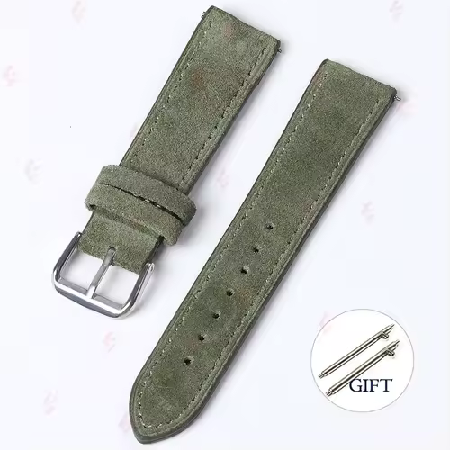 18mm 19mm 20mm 22mm Vintage Suede Cowhide Watch Strap Handmade Watch Band Gray Brown Green Quick Release Bracelet for Men Women - Image 12