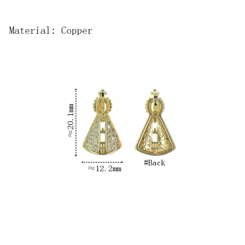 

2Pcs Gold Color Invisible Setting Charms Cubic Zirconia Copper Pendant Triangle Approx 12.2x20.1mm Jewelry Special Gift