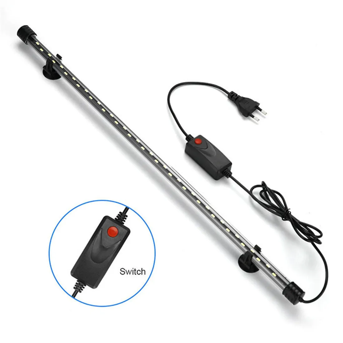Long Tube Waterproof Submersible LED Aquarium Light,Underwater Full Spectrum Hidden Fish Tank Background Light with Switch