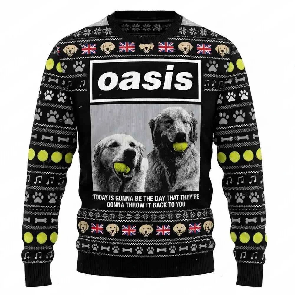 Oasis Football Pitch Britpop Band Design Hässlicher Weihnachtspullover Rock Fan Weihnachtsgeschenk Herbst/Winter Herren Damen Sport Warmer Hoodie – Detail 5