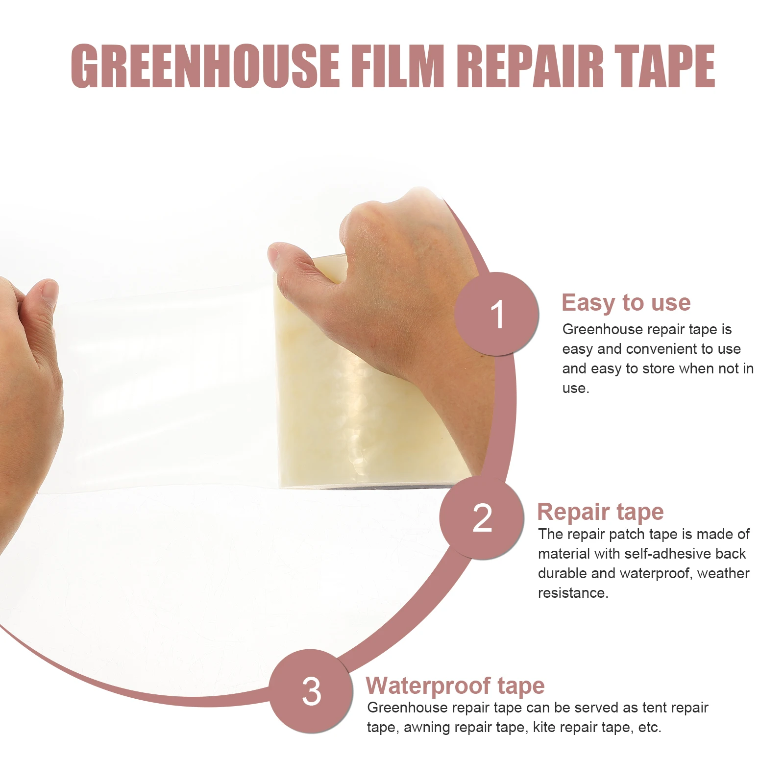 

Greenhouse Repair 50m x 10cm Transparent Waterproof Film Plastic Covering for Plastic Greenhouse Tape Tent Tarp Reinforcement