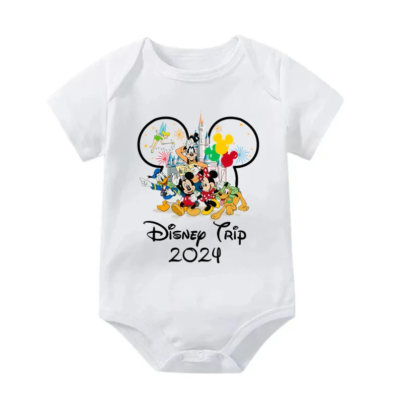 Cute Newborn Boys Girls 2024 Disney Trip Bodysuit 100% Cotton Romper Infant Toddler Jumpsuit