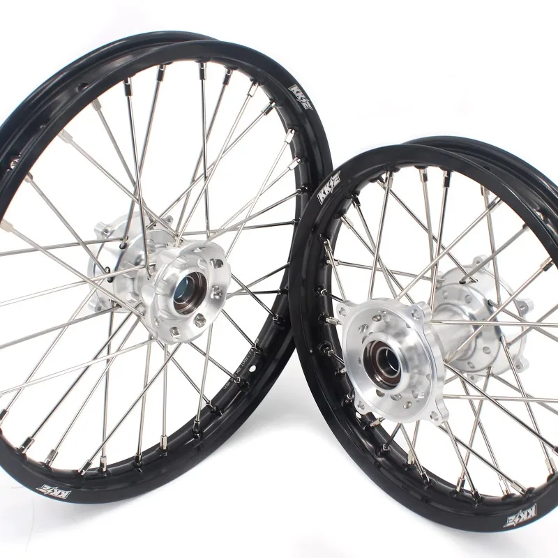 

【2025】 Motocross Kid's Big Wheels Rims Set Fit MC 85 2021-2023 Aluminium Silver Hub Black Rim