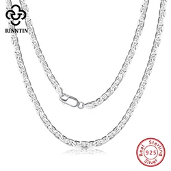 Rinntin 925 srebro włoski 2.6/3.7/5.0mm płaski łańcuszek Mariner naszyjnik dla kobiet mężczyzn moda łańcuszek na szyję biżuteria SC78