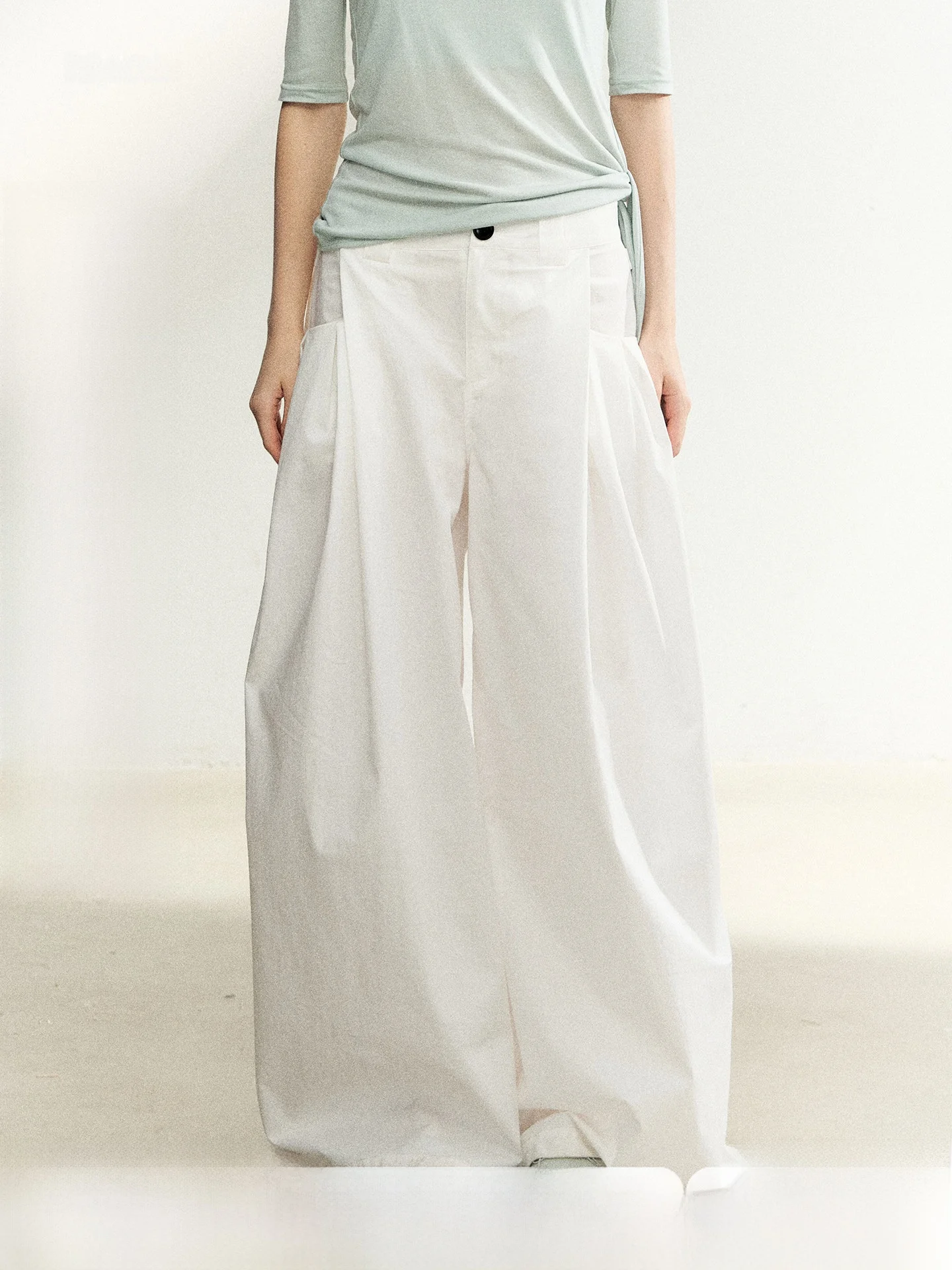 7Shiftin Original Design High Waist Wide Leg Pants Slimming Casual Simple Loose Fit Summer New Style Versatile Long Trousers