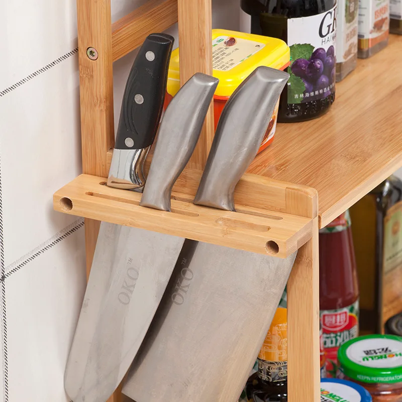 

​Bamboo Spice Rack Adjustable Shelf Multilayer Storage Organizer for Kitchen Home Supplies​​