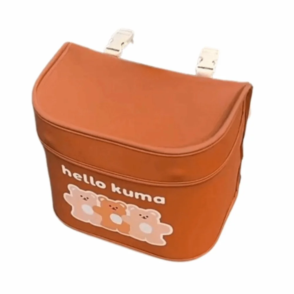 

Large Capacity Bicycle Handlebar Bag Waterproof PU Leather Riding Front Handle Hanging Bag Quick Release Detachable