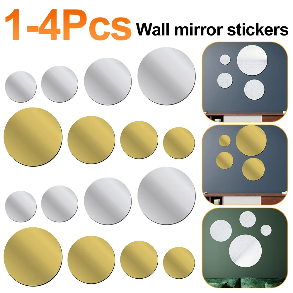 10-30cm Round Mirror Sticker Self-adhesive Bathroom Decorative 3D Acrylic Mirror Mural Decals Bedroom Living Room Art Home Decor