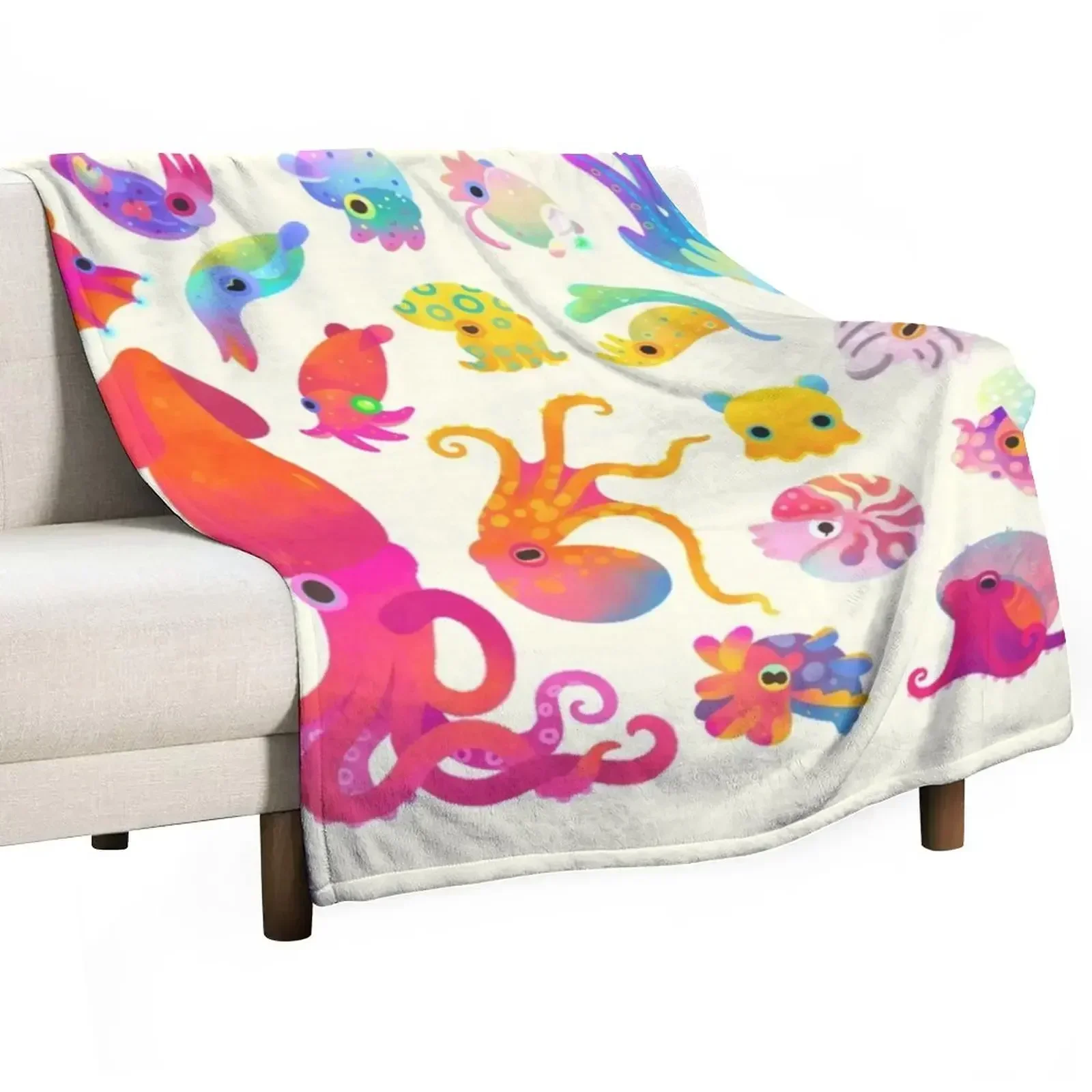 Cephalopod - pastel Throw Blanket Vintage Furrys Winter beds Blankets